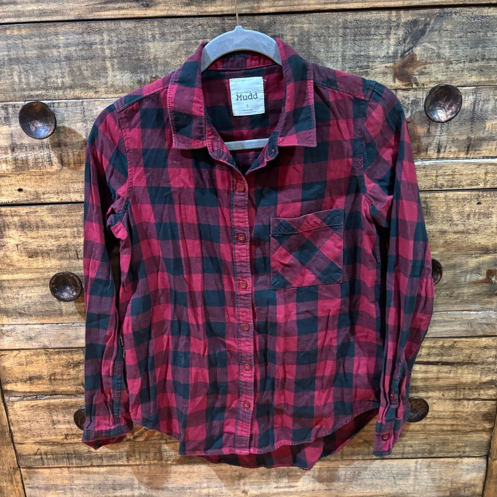 Mudd Red and Black Plaid Shirt‎
